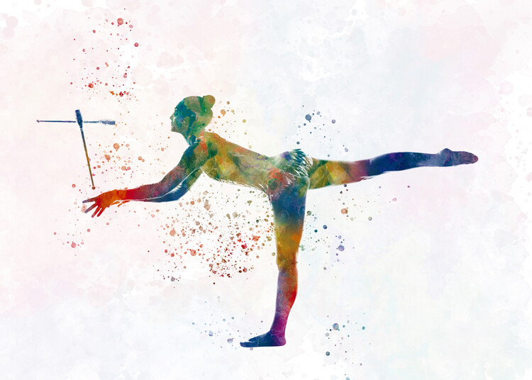 Poster Rhythmic gymnastics in watercolor