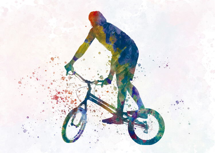 Canvas Print Watercolor bmx biker
