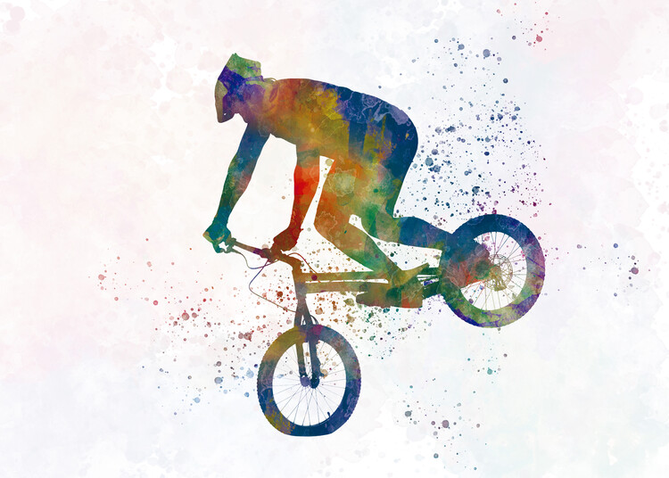 Poster Watercolor bmx biker