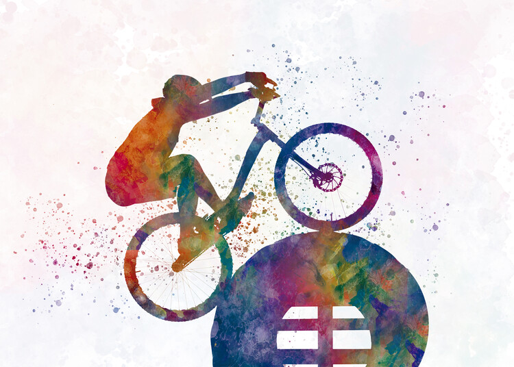 Canvas Print Watercolor bmx biker