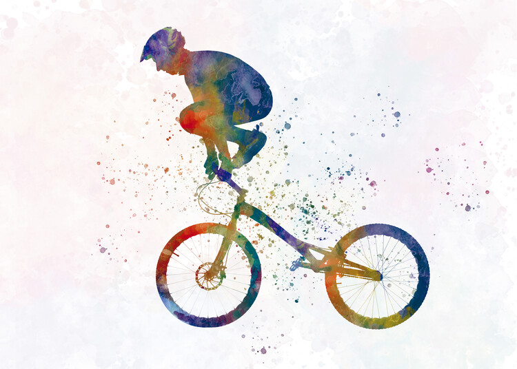 Poster Watercolor bmx biker