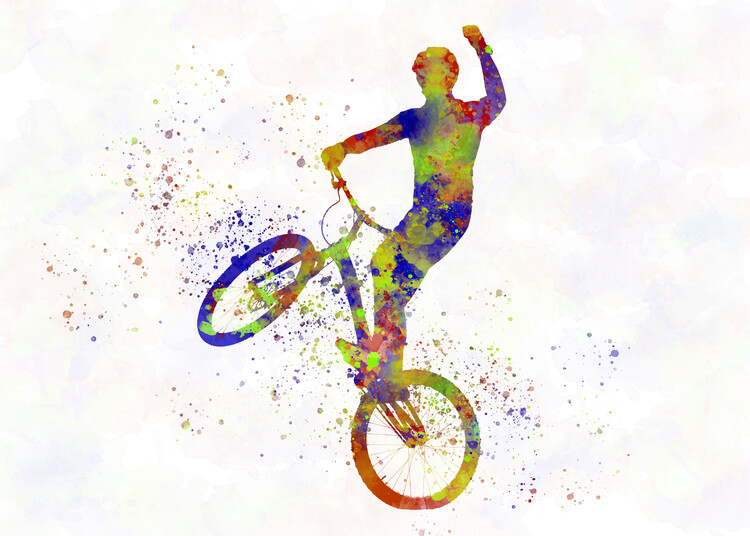 Canvas Print Watercolor bmx biker