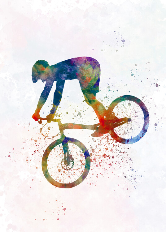 Poster Watercolor bmx biker