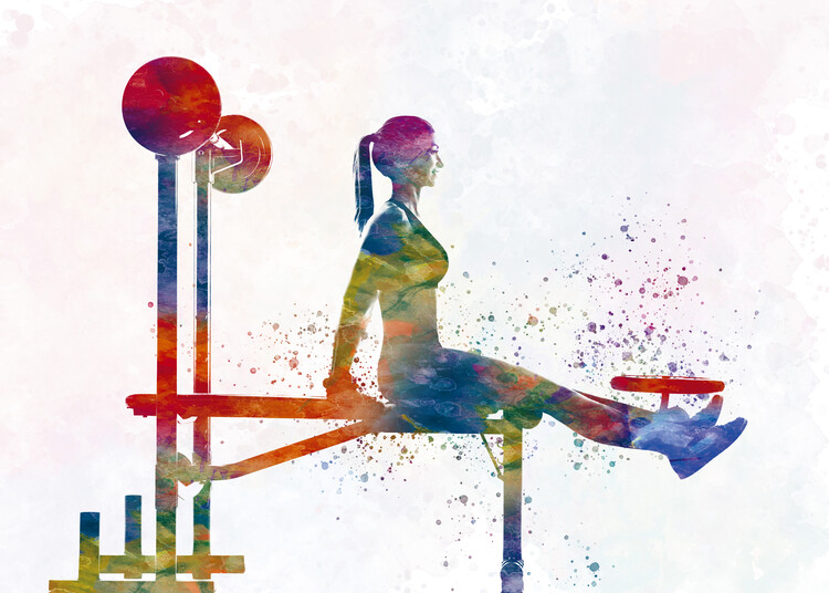 Juliste Fitness exercise in watercolor