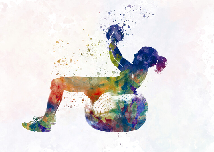 Canvas-taulu Fitness exercise in watercolor