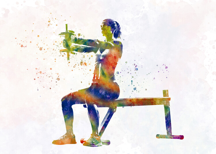 Juliste Fitness exercise in watercolor