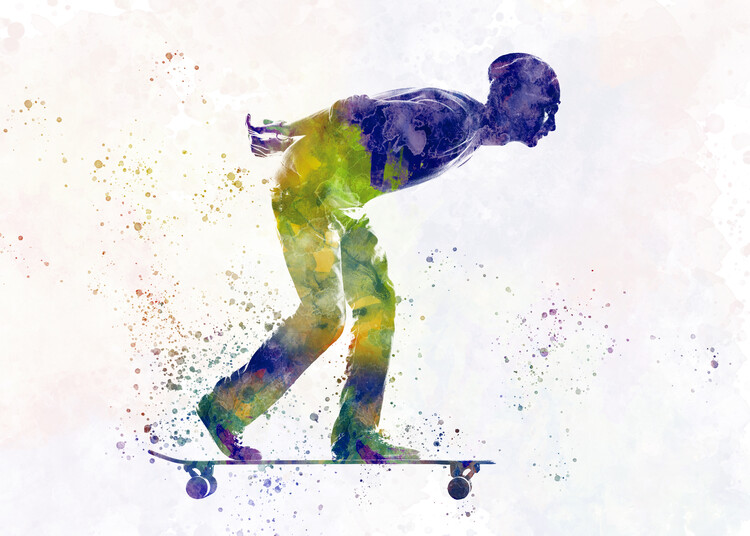 Juliste watercolor skateboarder