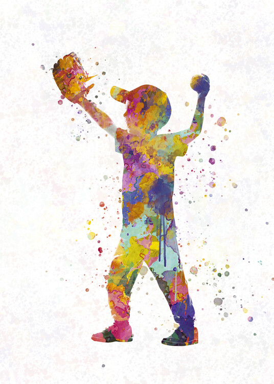 Juliste Watercolor Child Baseball Player