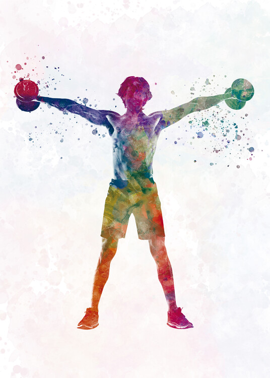 Canvas-taulu Fitness exercise in watercolor