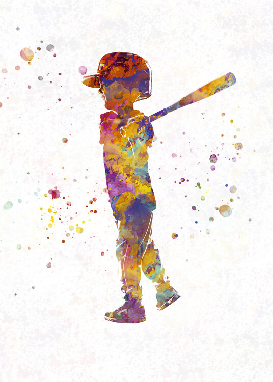 Juliste Watercolor Child Baseball Player