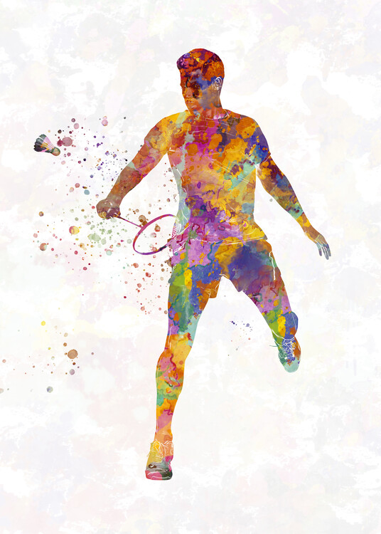 Juliste Badminton player in watercolor