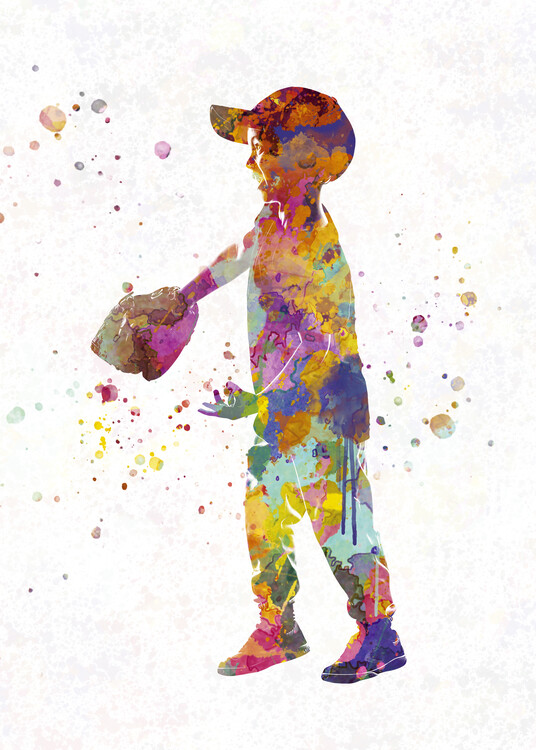 Juliste Watercolor Child Baseball Player