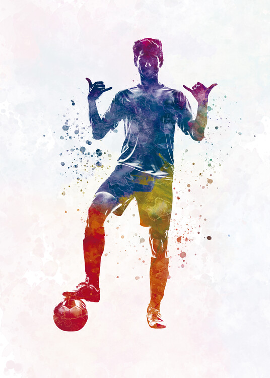 Poster Soccer player in watercolor
