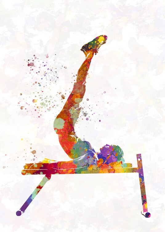 Canvas Print Watercolor gymnastics exercise