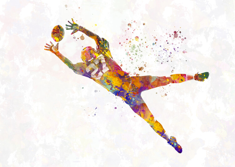 Плакат American football player in watercolor