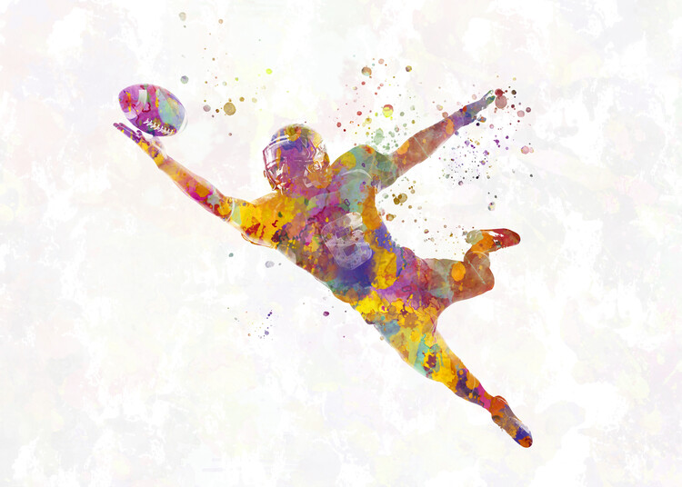 Плакат American football player in watercolor