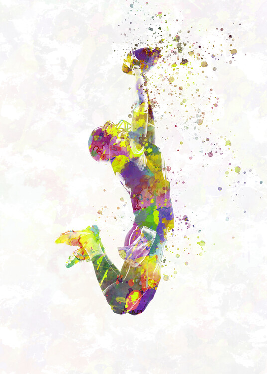 Плакат American football player in watercolor