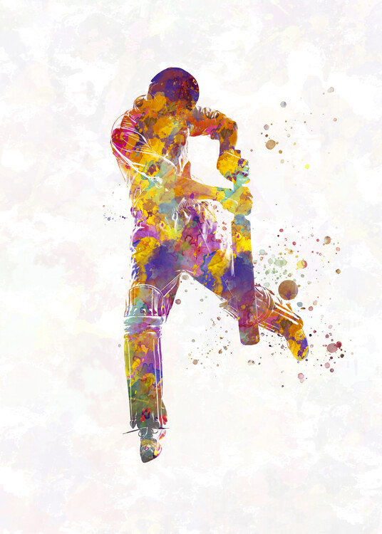 T-shirt Cricket player in watercolor