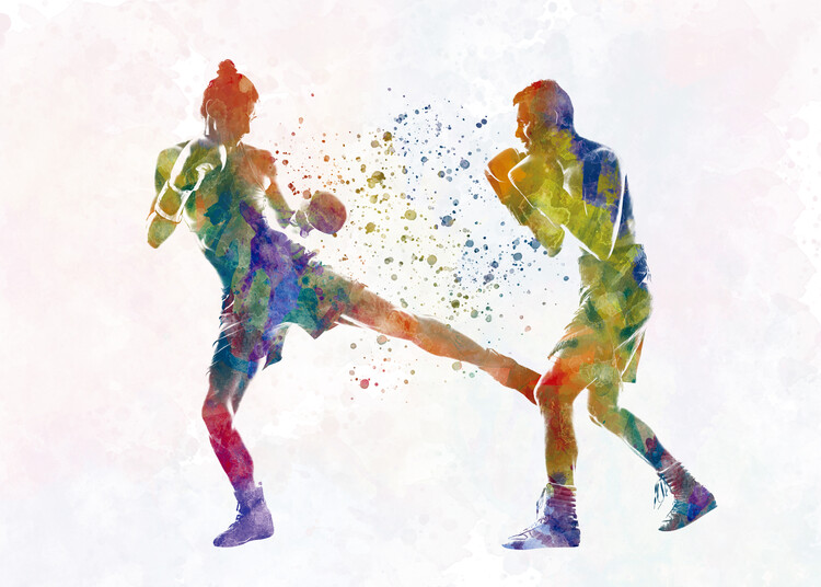 Poster watercolor boxing match