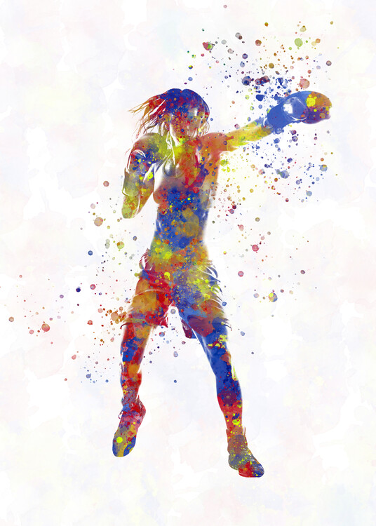 Poster watercolor boxing match
