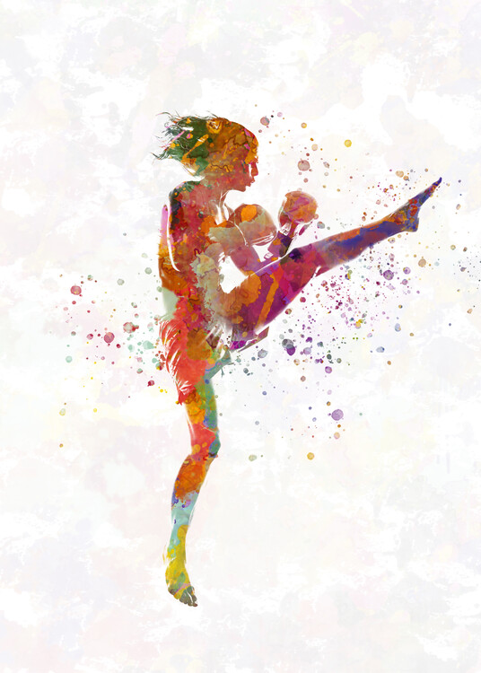 Cuadro en lienzo watercolor boxing match