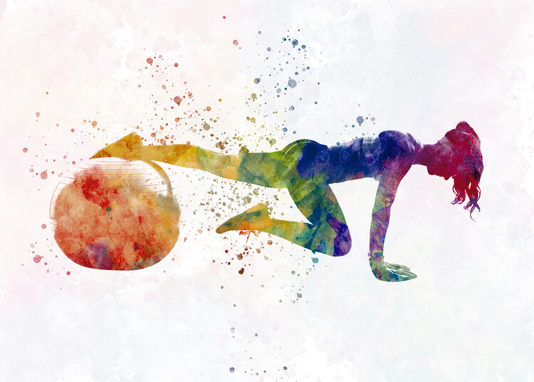 Canvas-taulu Fitness gymnastics in watercolor