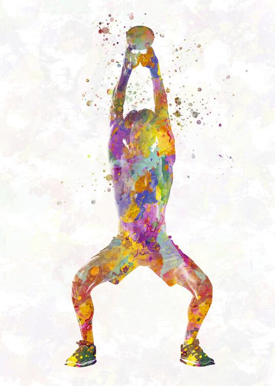 Canvas-taulu Fitness gymnastics in watercolor