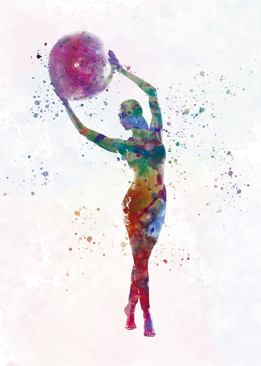 Canvas-taulu Fitness gymnastics in watercolor