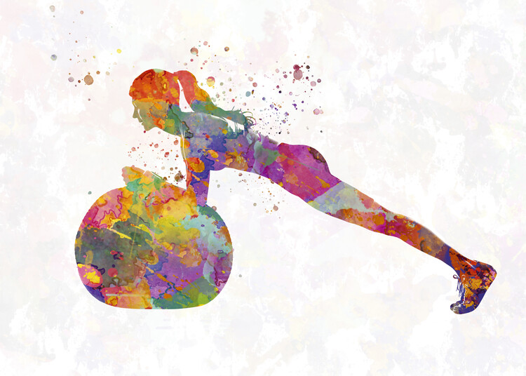 Poster Fitness gymnastics in watercolor