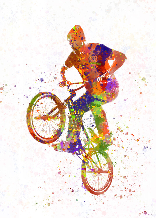 Canvas Print watercolor bmx bike competition