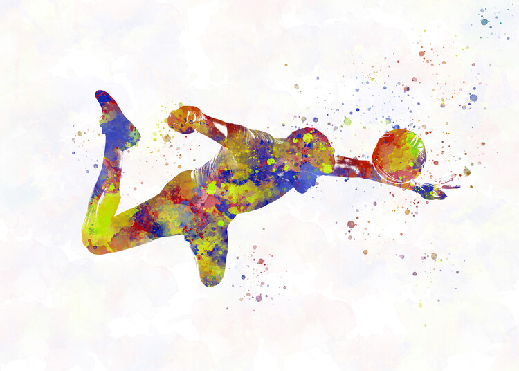 Plakát Soccer player in watercolor