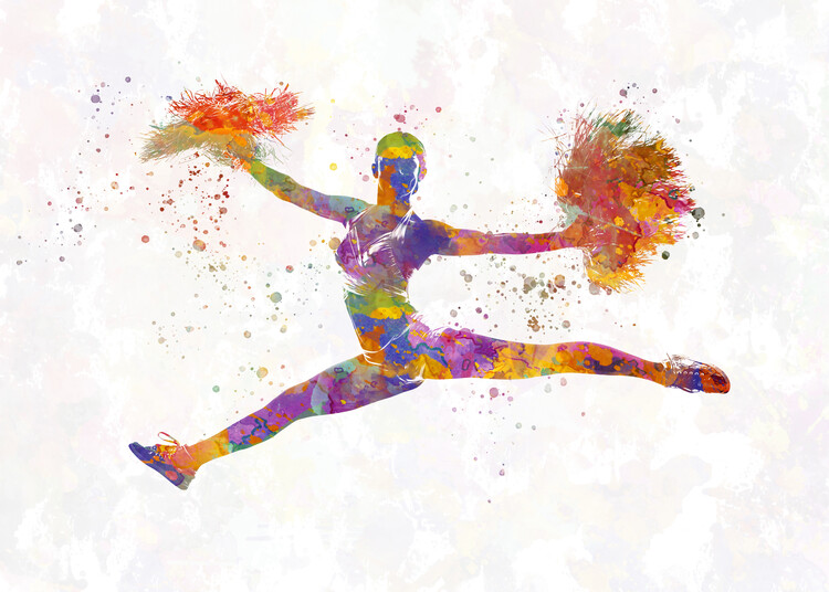 Quadro em tela watercolor sports cheerleader