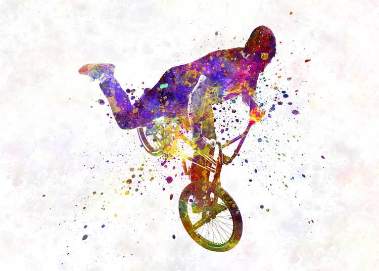 Poster watercolor bmx bike competition