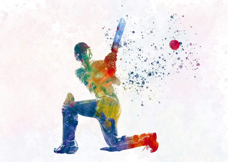 Póster watercolor cricketer