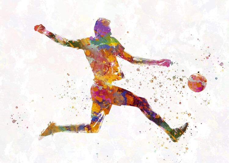 Plakát watercolor soccer player