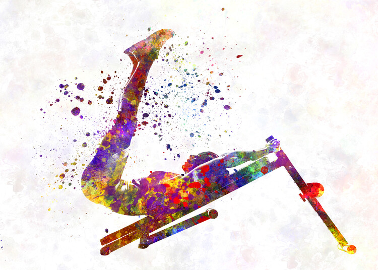 Poster Watercolor gymnastics exercise