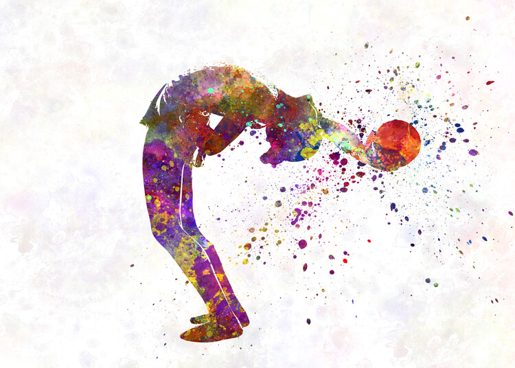 Canvas Print Watercolor rhythmic gymnastics exercise