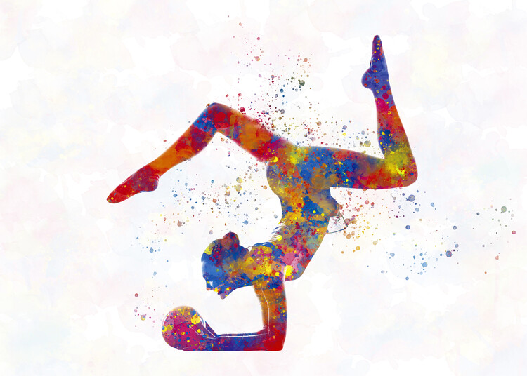 Poster Watercolor rhythmic gymnastics exercise