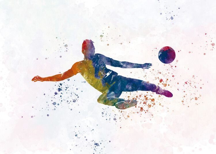 Plakát Soccer player in watercolor