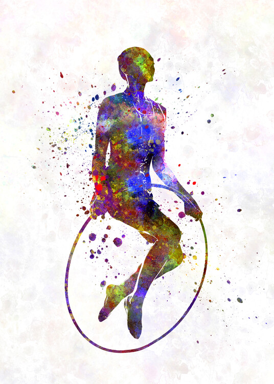 Poster Watercolor rhythmic gymnastics exercise