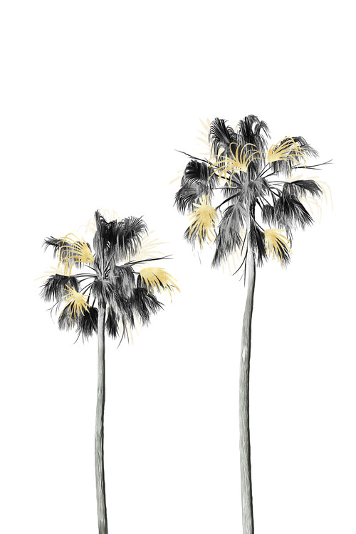 Poster Palm Tree Black, White and Gold 01