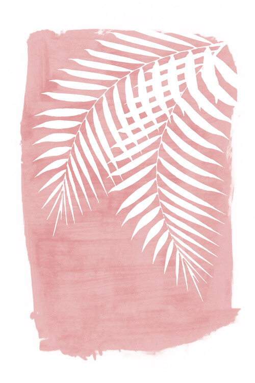 Poster Pink Silhouette of Palm Leaves