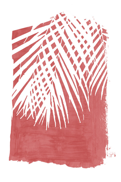 Poster Red Silhoueete of Palm Leaves