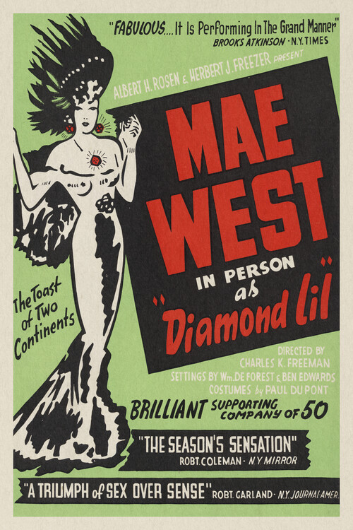 Poster Mae West as Diamond Lil, 1951 (Vintage Theatre Production)