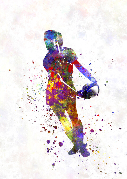 Canvas Print Watercolor rugby player