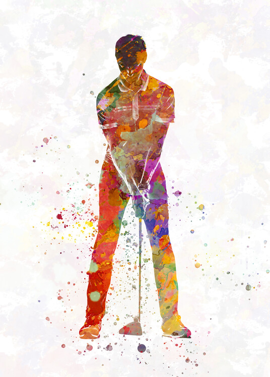 Poster Golf player in watercolor