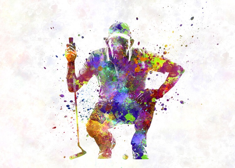 Schilderij op canvas Golf player in watercolor