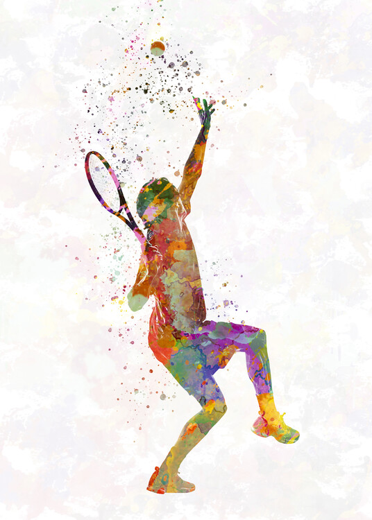 Poster Watercolor tennis player