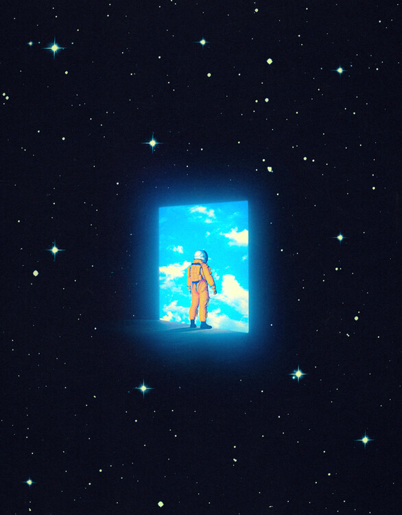 Poster Coming Home - Cosmic Sci-Fi Retro Space Art