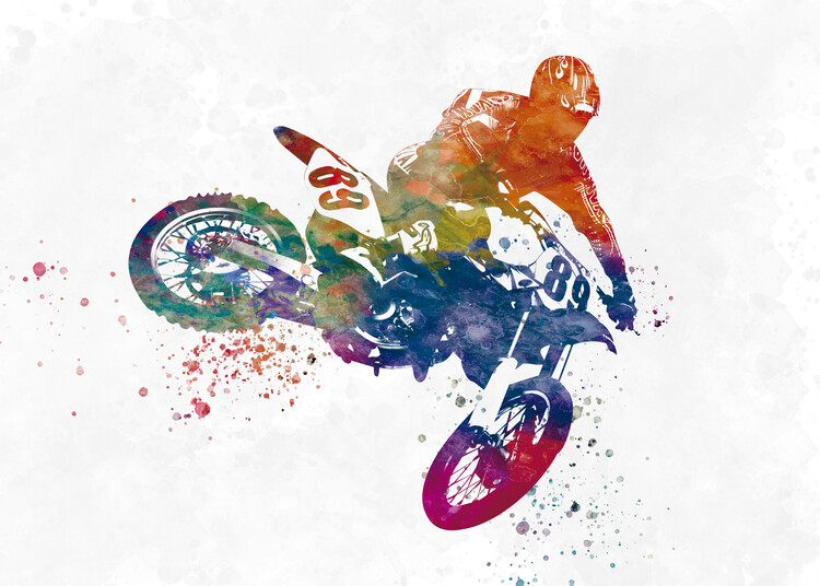 Poster Watercolor Motocross